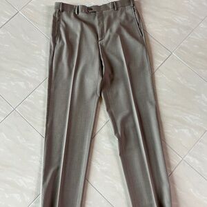 #2793 Zanella Men's Gray Brown Solid Wool Dress Pants 36x34